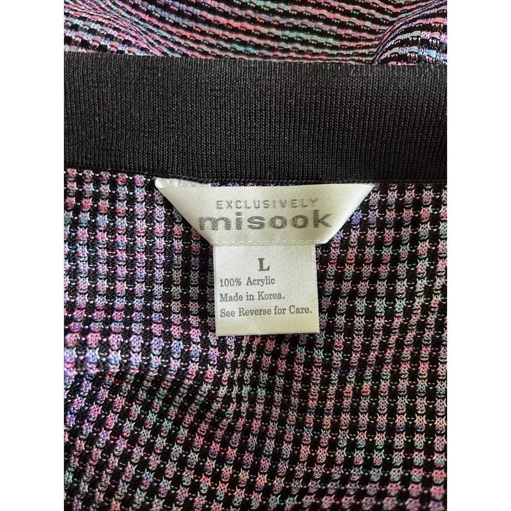 NWT Exclusively Misook Knee Length Acrylic Knit Skirt Size Large Black Pastel